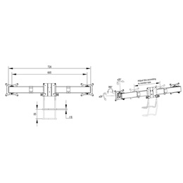 MULTIBRACKETS asztali konzol (2 képernyős, 15-28", VESA 75x75/100x100, fehér, gázrugós)