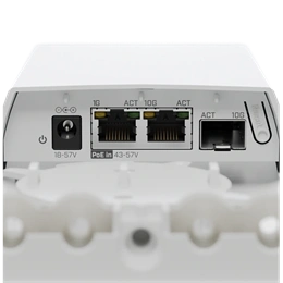MikroTik Media konverter FTC11XG (IP55, 1x10GbE RJ45, 1x1GbE RJ45, 1xSFP+, PoE-IN, DC jack, passzív hűtés, 10 W, 48V ada