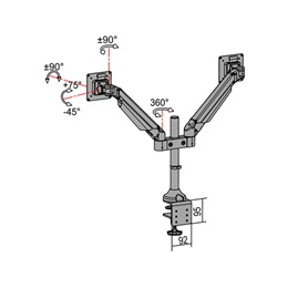 Multibrackets 2 karos asztali konzol (15-32", VESA 75x75/100x100, max. 10 kg, dönthető, forgatható, fehér)