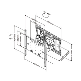 Multibrackets M Super Slim fali konzol (32-65", max. VESA 400x400, 40 kg, dönthető, forgatható, fekete)