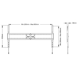 Multibrackets M Universal fix fali konzol (60"-110", VESA 800x600, 125kg, fekete)