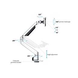 Multibrackets M gázrugós asztali konzol (15-34", VESA 75x75/100x100, max. 10 kg, ezüst)