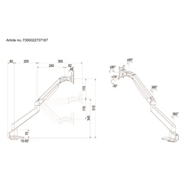 Multibrackets M gázrugós asztali konzol (15-34", VESA 75x75/100x100, max. 10 kg, ezüst)
