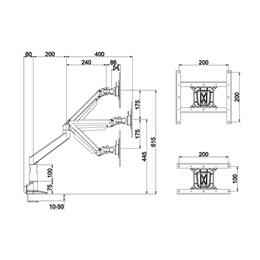 Multibrackets asztali gázrugós konzol M (15-38", VESA 200x200, max. 10 kg, fekete)