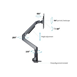 Multibrackets asztali gázrugós konzol M (15-38", VESA 200x200, max. 10 kg, fekete)