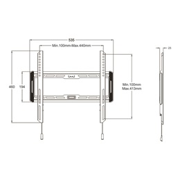 Multibrackets fix falitartó (32-65", max. VESA 400x400 mm, 50 kg, fekete)