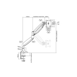 Multibrackets gázrugós asztali monitor konzol (15"-30", VESA 75x75/100x100, max. 9 kg, fekete)