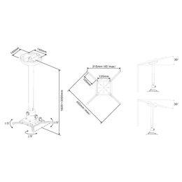 Multibrackets mennyezeti projektor konzol M Universal (állítható 600-1000 mm, max. 20 kg, fehér)