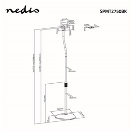 NEDIS állítható hangszóró állvány (104 cm, max. 4,5 kg, fekete, ABS/acél, 2 db)