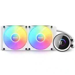 NZXT Kraken 240 RGB vízhűtés (240 mm, 2x120 mm ventilátor, 500-1800 RPM, PWM, LCD kijelző, fehér)