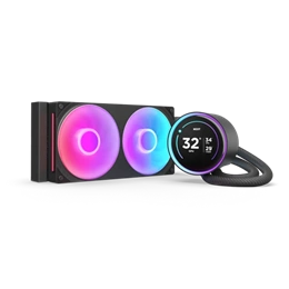 NZXT Kraken Elite 240 RGB V2 vízhűtés (240 mm, 2x120 mm ventilátor, 500-2400 RPM, PWM, LCD kijelző, RGB, fekete)
