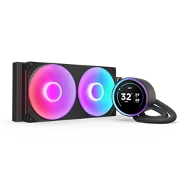 NZXT Kraken Elite 280 RGB V2 vízhűtés (280 mm, 500-2000 RPM, 98,61 CFM, 2,72" IPS LCD, 8 LED, 8-tűs, fekete)
