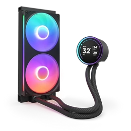 NZXT Kraken Elite 280 RGB V2 vízhűtés (280 mm, 500-2000 RPM, 98,61 CFM, 2,72" IPS LCD, 8 LED, 8-tűs, fekete)