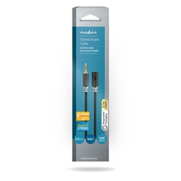 Nedis 3,5 mm sztereó audio kábel (3,5 mm apa / 3,5 mm anya, 3 m, aranyozott csatlakozó, antracit)