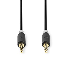 Nedis 3,5 mm sztereó audió kábel 5 m (aranyozott csatlakozók, antracit)