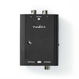 Nedis ACON2508BK analóg-digitális audio konverter (2x RCA bemenet, koax (S/PDIF) és Toslink kimenet, USB tápellátás, fek