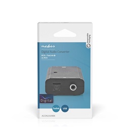 Nedis ACON2509BK digitális-analóg audio konverter (koax/Toslink bemenet, RCA analóg kimenet)