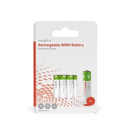 Nedis BANM9HR034B AAA akku 950mAh NiMH (1,2V, 4 db, piros, zöld)