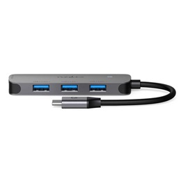 Nedis CCGB64220GY01 4 portos USB-C hub (USB-C dugó / 4x USB A 3.2 Gen1, 5 Gbps, 7,5 W, szürke)