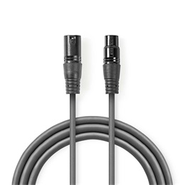 Nedis COTH15010GYO5 félprofi XLR audio kábel (XLR dugó / XLR aljzat, 0,5 m, szimmetrikus, rugalmas)