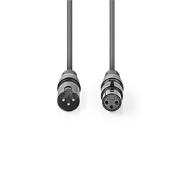 Nedis COTH15012GY10 DMX adapter kábel (XLR 3 tűs dugó / XLR 3 tűs anya, 1 m, kerek, PVC, sötétszürke)