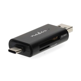 Nedis CRDRU2110BK USB 2.0 kártyaolvasó (USB-C, microSD, microSDHC, microSDXC, SD, SDHC, SDXC, fekete)