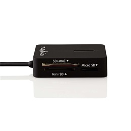 Nedis CRDRU2300BK USB hub (kártyaolvasó: SD, microSD, M2, MS, MMC, RS-MMC, miniSD, 4xUSB-A, USB 2.0, 480 Mbit/s, plug an