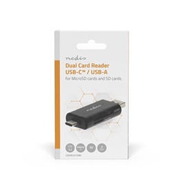 Nedis CRDRU3110BK USB kártyaolvasó (USB 3.2 Gen1, USB-C, microSD/microSDHC/microSDXC/SD/SDHC/SDXC, fekete)