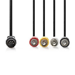 Nedis DIN audio kábel 1 m (DIN 5 tűs dugó / 4x RCA dugó)