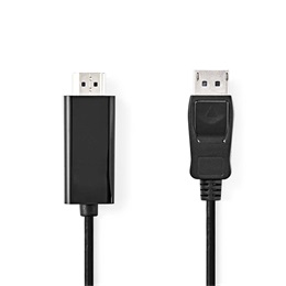 Nedis DisplayPort-HDMI kábel 1 m (DisplayPort dugó / HDMI dugó, 1080p, 1,2, 10,8 Gbps, fekete)
