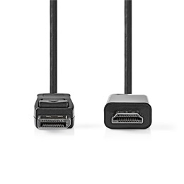 Nedis DisplayPort-HDMI kábel 1 m (DisplayPort dugó / HDMI dugó, 1080p, 1,2, 10,8 Gbps, fekete)