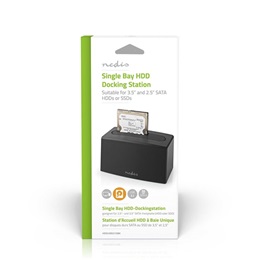 Nedis HDDUSB3210BK HDD/SSD dokkoló (egyrekeszes, 2,5"/3,5", SATA III, USB 3.2 Gen1, USB Type-A, fekete)