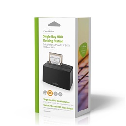 Nedis HDDUSB3210BK HDD/SSD dokkoló (egyrekeszes, 2,5"/3,5", SATA III, USB 3.2 Gen1, USB Type-A, fekete)