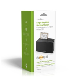 Nedis HDDUSB3210BK HDD/SSD dokkoló (egyrekeszes, 2,5"/3,5", SATA III, USB 3.2 Gen1, USB Type-A, fekete)