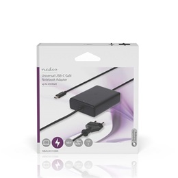 Nedis NBAU45110BK USB-C tápegység (GaN, 45 W, PD, 5 profil, 5/9/12/15/20 V DC, 2,5 m kábel)