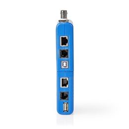 Nedis NWCTM100BU LAN kábel teszter (RJ45, RJ11, BNC, USB AB, 9V elem, max. 180 m, LED kijelző, kék)