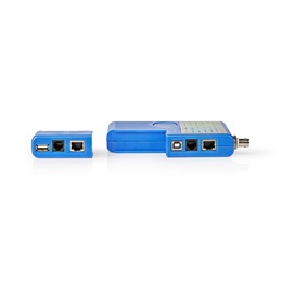 Nedis NWCTM100BU LAN kábel teszter (RJ45, RJ11, BNC, USB AB, 9V elem, max. 180 m, LED kijelző, kék)