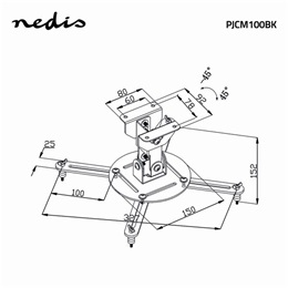 Nedis PJCM100BK projektor konzol (185-327mm, 0-360°, dönthető 90°, max 10 kg, fekete)