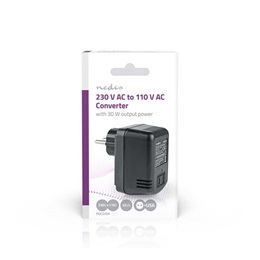 Nedis POCO104 feszültségátalakító (230V AC › 110V AC, 30W, kompakt, USA)