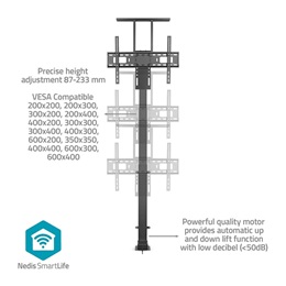 Nedis TVSM5840BK motoros TV/monitor állvány (37-80", állítható magasság 79-184 cm, Smart Wi-Fi, 60 kg, fekete)