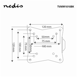 Nedis TVWM1010BK fali tartó konzol (13"-27", max. teherbírás 30 kg, VESA 75x75/100x100/50x50, faltáv 20 mm, acél, fekete