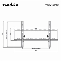 Nedis TVWM2050BK fali tartó (42"-70", fix, VESA 100x100/200x100/200x200/400x200/400x400/600x400, 60 kg, 29 mm, fekete)
