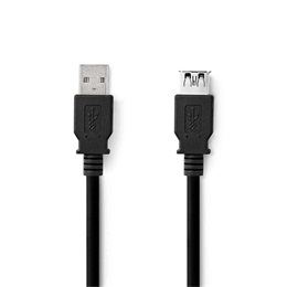 Nedis USB 3.2 toldó / hosszabbító kábel (USB-A dugó / USB-A aljzat, 5 Gbps, 3 m, fekete)