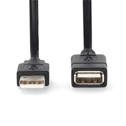 Nedis USB A-A hosszabbító/toldó kábel (A dugó / A aljzat, USB 2.0, 480 Mbps, 1 m, fekete)