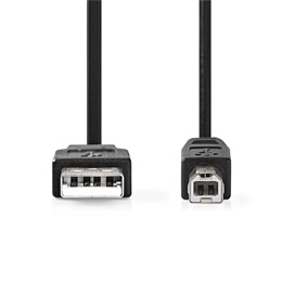 Nedis USB A - B kábel (USB 2.0, 480 Mbps, 10W, 2 m, fekete)