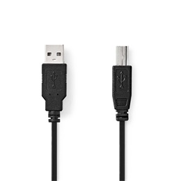 Nedis USB A - B kábel (USB 2.0, 480 Mbps, 10W, 2 m, fekete)