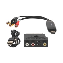 Nedis VGRRU101BK videó digitizáló (SCART, 3x RCA, S-Video bemenet, USB 2.0, 480p, Windows 7/8/10/11, fekete)