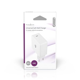 Nedis WCGPD100W100WT USB-C töltő (100W, GaN, PD3.0, 5 A, 5–20 V, fehér)