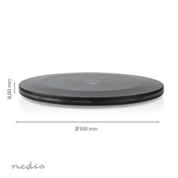 Nedis WCHAQ15W110BK vezeték nélküli QI töltő (15 W, 2 A, USB A, 1 m kábel, fekete)