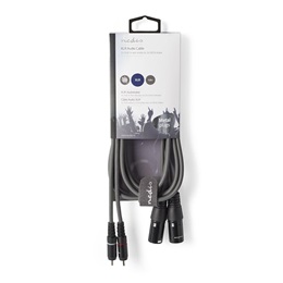 Nedis XLR audio kábel (2x XLR 3 tűs dugó / 2x RCA dugó, 1,5 m, sötétszürke)